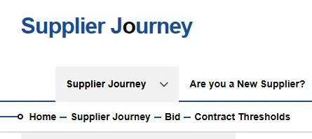This image is a screen shot of Supplier Journey breadcrumbs. The breadcrumbs show the path you have taken within the Supplier Journey to arrive at the current page you are viewing.